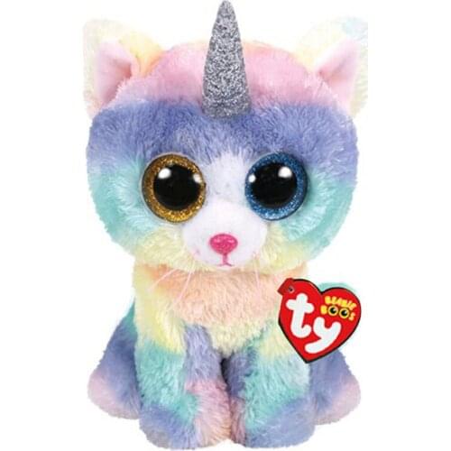 Ty Beanie Boos Big Eyes 6" 15 cm Colorful Unicorn Healing Plush Soft Stuffed Doll Toy Cute Xmas Birthday Gift for Boys and Girls