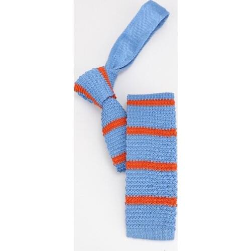 New 5.5CM Mens Knitted Knit Leisure Stripe Tie Skinny Flat-head Slim Neck Ties for Men Skinny Woven Designer Cravat