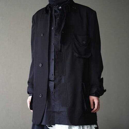 The new design stands collar zhongshan outfit large size multi-pocket loose mens coat S-6XL