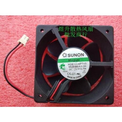 Original SUNON 60*60*25mm 6cm KDE1206PTV3 DC 12V 0.7W 6CM 2-wire ultra quiet cooling fan