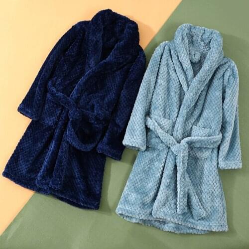 Autumn Winter Kids Sleepwear Robe Flannel Warm Bathrobe For Girls Teenagers Children Pajamas For Boys