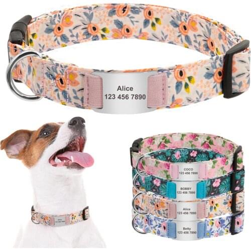 Custom Pet Dog Collar Personalized Printed Nylon Collar Dog ID Tag Collars Engraved For Small Medium Large Dogs Chihuahua Yorkie