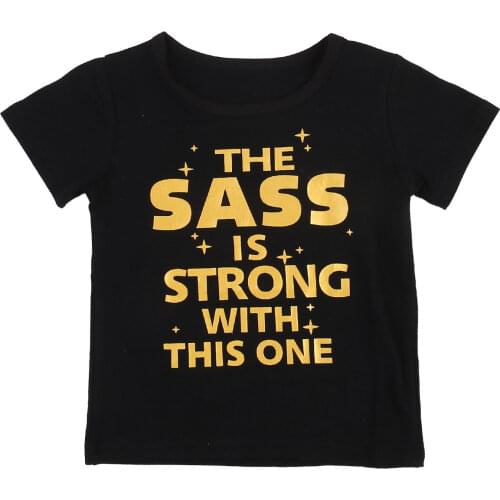 Causal Infant Kids Toddler Child Girls Boys Letter Print Black T Shirt Crew Neck Cotton Tee Tops Casual Clothes 2-6Y