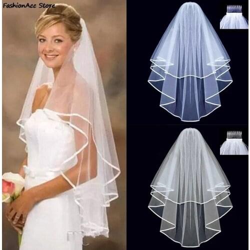 Simple Short Tulle Wedding Veils Two Layer With Comb White Ivory Bridal Veil for Bride for Marriage Wedding Accessories