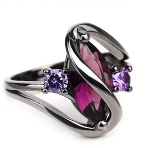 Luxury Vintage Purple Zircon CZ Crystal Colorful Rings For Women Stainless Steel Rings Wedding Engagement Jewelry 2020