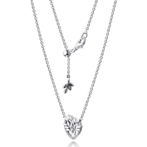 Heart Family Tree Collier Necklace 100% 925 Sterling Silver Jewelry Free Shipping