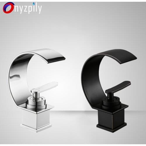 Bathroom Basin Faucet Glass Sink Faucet Torneira Black Chrome Faucet Waterfall Tap Single Handle Hot Cold torneira banheiro