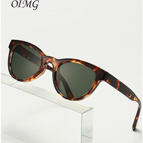 2021 Cat Eye Sunglasses Women Leopard Frame Retro Cateye Summer Jasper Green Lens Vintage Female Small Sun Glasses