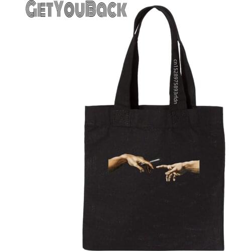 Van Gogh Hand Smoke Shopping Bag Graphic Tote Harajuku Women Canvas Shoulder Bag Female Ulzzang Funny Eco Large-Capacity