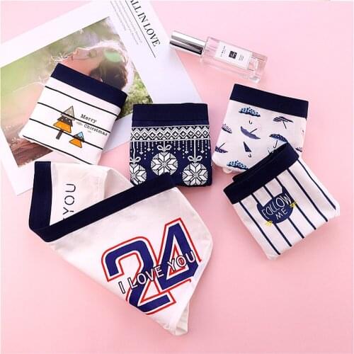 Cotton fabric cartoon girl cute briefs comfortable low waist hip sweet ladies underwear T606