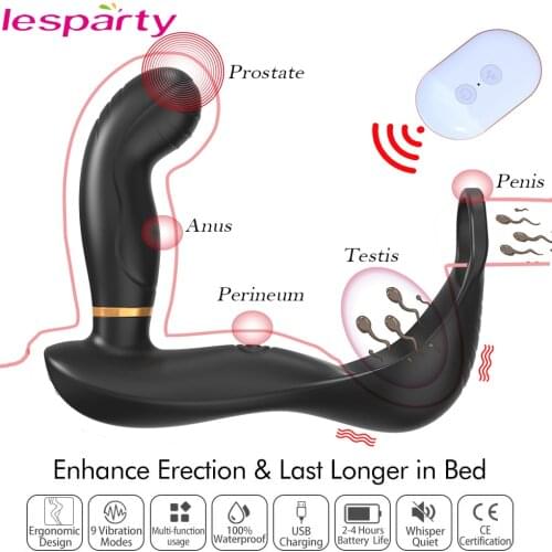 Vibrating Penis Massager Ring Anal Vibrator Sex Toys for Men Heating Male Prostate Massager Remote Control Testicle Stimulator