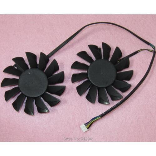 R114 PLD08010S12HH 75mm Video Card Dual Fan Replacement 52mm 0.35A 4Wire 4Pin for MSI Radeon R7850 R7870 R7950 Twin Frozr III