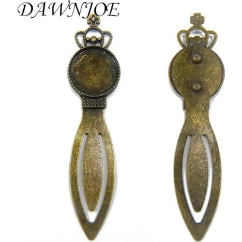 20mm Vintage Crown Manual Bookmark Cabochon Tray Base Blank Setting DIY Jewelry Making Charms Bookmark Jewelry Finding