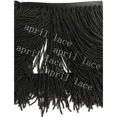 Yy101# 10yards /bag black round beads 15cm width ribbon fringe tassel for curtain /garment/decorative/home /dress decoration
