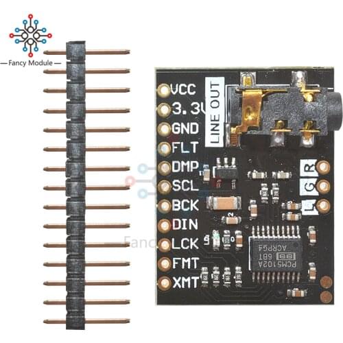 For Raspberry Pi pHAT Sound Card I2S interface PCM5102 DAC Module 24-bit Audio Board With Stereo Jack Beyond ES9023 PCM1794
