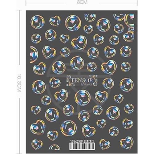 1 Sheet 5D Fashion Cute Heart Bubble Nail Sticker Nail Decal Art Transparent Design Tough TS462 Decorative Bubble Stickers A7W0