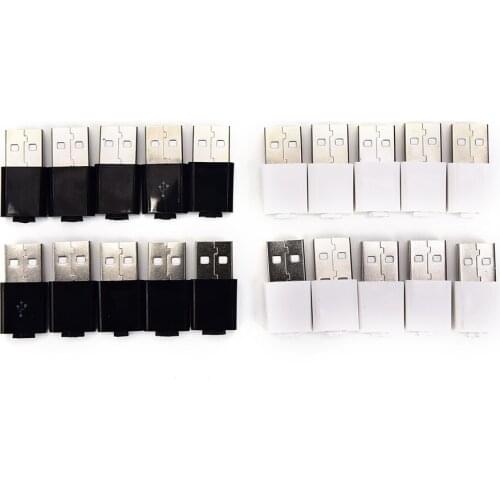 10pcs/ Sets 5 Pin DIY Micro USB Welding Type Male 5 Pin Plug Connector W/Plastic Cover White Black