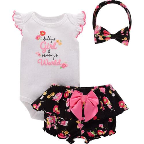 Girls 3-Pack Clothes Bodysuit For Newborns Top Short-Sleeve Organic Cotton Clothing Sets Kids Bebe Onesies Rompers Playsuits