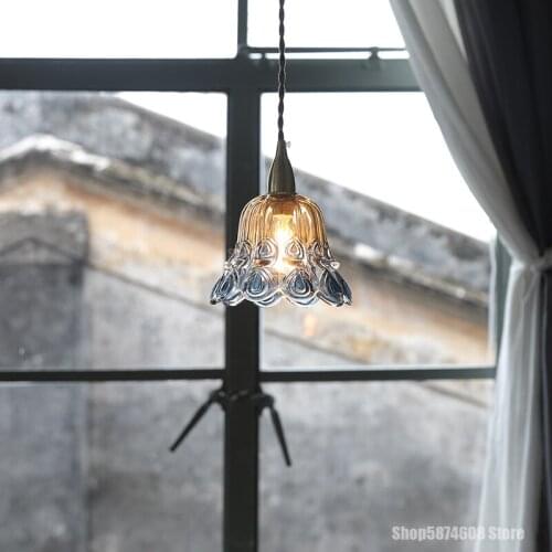 American Glass Pendant Light Nordic LED Restaurant Bar Hanging Lights Bedroom Bedside Living Room Home Decoration Light Fixtures
