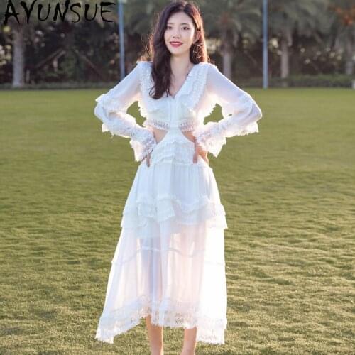 AYUNSUE Sexy Summer White Dress Women Backless Beach Womens Dresses V Neck Party Long Dress Womens Clothing Vestidos Mujer 2021