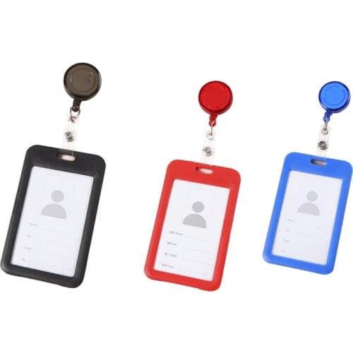 Vertical Retractable Badge Holder Plastic Clears ID Card Cover Bag Case Badge Holder Pass Badge Card Case Accessories
