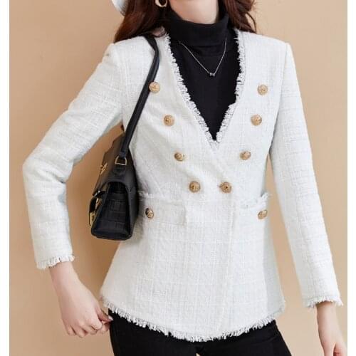 Blazer Femenino Autumn 2021 New Temperament Blouse Net Red High Leather British Style Suit Trend