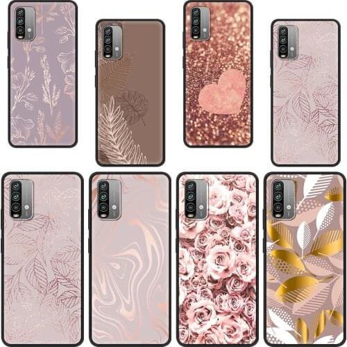 Rose Pink Bling Case For Xiaomi Redmi Note 9 8 10 Pro 9S 8T 7 9C 9A 7A 8A Funda K40 6 6A 9T Soft Phone Bumper Cover Coque Shell