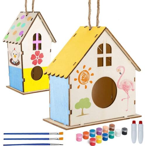 DIY Bird House Kit Kids DIY Bird Feeder Kit DIY Wooden Arts Crafts For Build And Paint Birdhouse Kids Aged 3 Years Old And Up