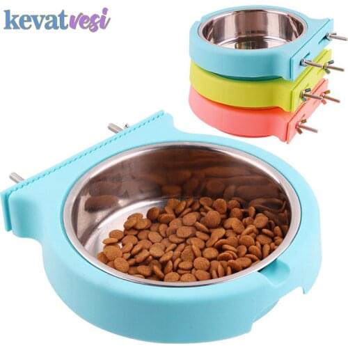 Pet Dog Feeding Stainless Steel Pet Drinking Bowl Durable Hanging Pet Bowls Cat Puppy Small Dogs Bowls Dog Accessories Supplies