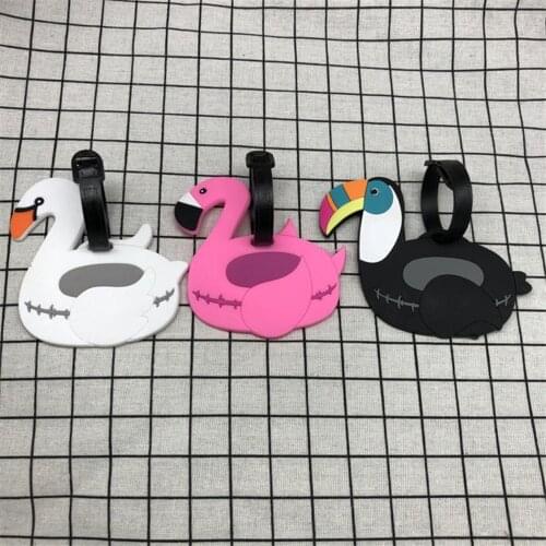 Travel Accessories Creative Baggage Boarding Tags Luggage Tag Flamingo Cartoon Silica Gel Suitcase ID Addres Holder Portable Lab