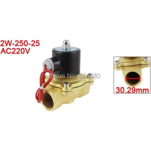 2W-250-25 1'' PT Join Pipe Bore 2 Position Two Way Pneumatic Air Electric Solenoid Water Valve NC N/C Normally Closed 220V AC