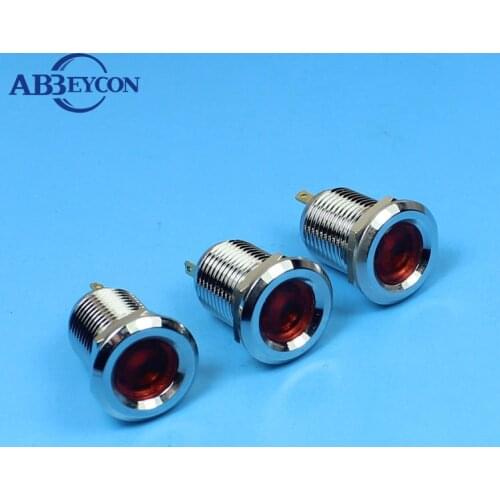 IN65 12mm Red/yellow/green/blue/orange led illuminated waterproof indicator lamp