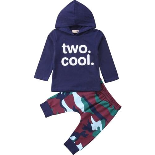 2pcs Toddler Kids Baby Boy Hooded Tops+Long Camouflage Pants Outfits Clothes Set New Size 2-6T