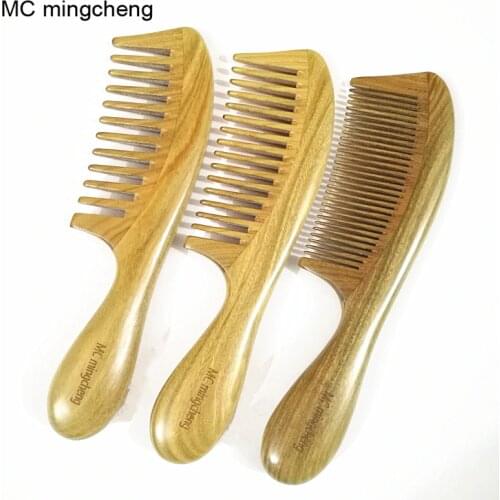 MC 1-26A Thick Handle Green sandalwood Comb Hair Health Care Massage Makeup Brushes Professional Brush High Quality Wooden Comb