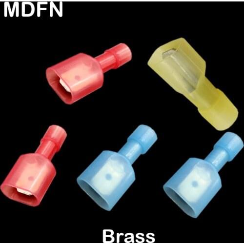 MDFN1.25-250 MDFN2-250 MDFN5.5-250 Brass Yellow Red Blue Nylon Insulation Male Quick Disconnect Joint Connector Crimp Terminal