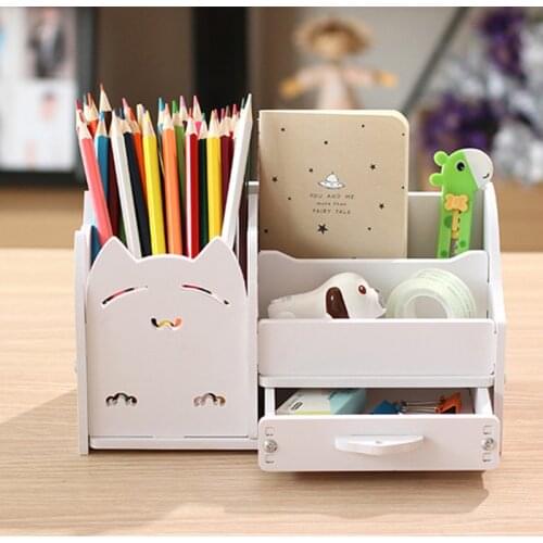 Multifunction School Desk Pen Pencils Drawer Case Storage Box Table Simple Pencil Shelf Holder Office Stationery Supplies
