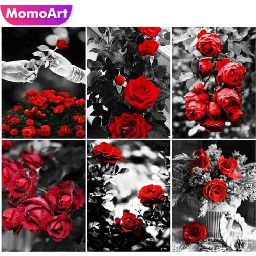 MomoArt 5D DIY Diamond Embroidery Rose Black White Diamond Painting Flower Handmade Gift Home Decorations