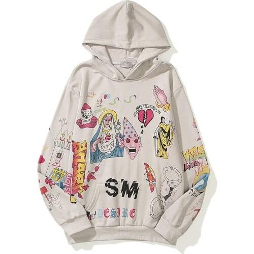 Techwear Zipper Turtleneck Hip Hop Men Print Sweatshirts Cotton Pullover Spring Autumn Casual Oversized Male Hoodies Streetwear