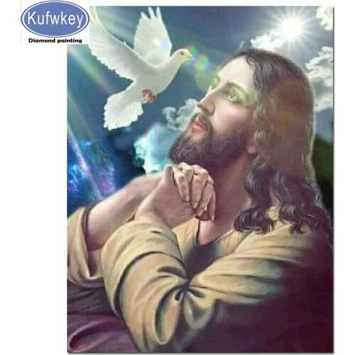 5D square Diy Diamond Painting kit Full Round drill Cross-Stitch Jesus Mosaic Rhinestone Picture Embroidery sale Religion icon