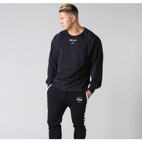 European And American New Muscle Brothers Sports Fitness T-shirt Mens Spring Cotton Casual Loose Long Sleeve Men