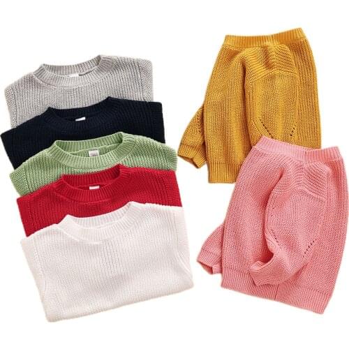 New 1-3 Years Infant Sweater, Autumn & Winter Baby Long Sleeve Round Neck Knit Pullover Candy Color Baby Clothing Sweaters