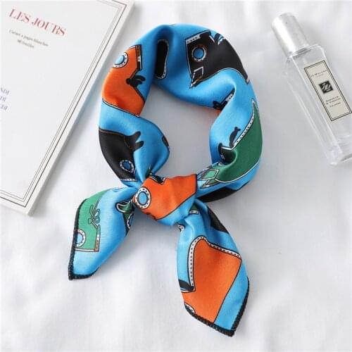 New Summer Lady Hair Scarf Silk Square Fashion Print Neckerchief Bag Scarves Female Shawl and Wraps Head Band Lady Bandana 2020