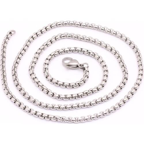 Hot sale trendy Distribution 3mm wide Chain Necklace 316L Stainless Steel Necklace Men wholesale accessories 60cm