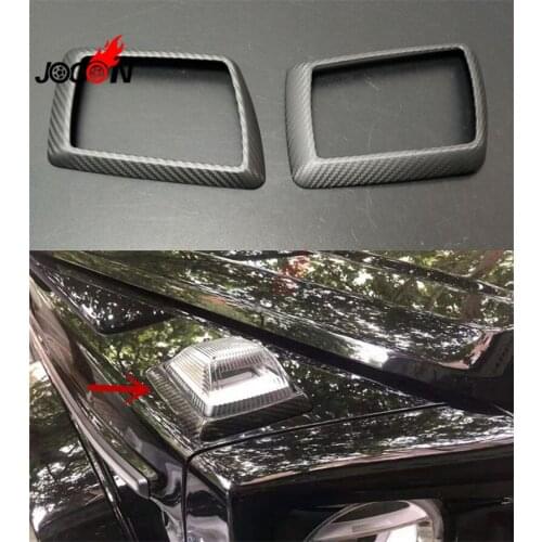 Real Dry Carbon Fiber Front Hood Turn Signal Air Outlet Frame Cover Trim For Mercedes-Benz W463A W464 G CLASS 2018+ Car Styling