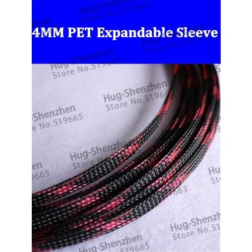 50 Meters 4 mm High Density Black Pink pet Enamelled copper wire Braided Expandable Sleeving