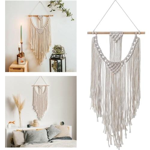 Woven Macrame Wall Hanging Curtain Boho Wall Tapestry Curtain for Living Rooms, Nursery, Window, Wedding Backdrop