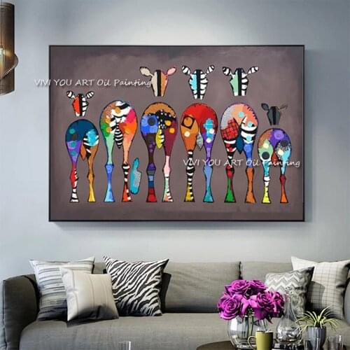 The Hot Animal Zebra Horse Watercolor Abstract Modern Thick Corridor Oil Paintings On Canvas Handpainted Wall Art for Children