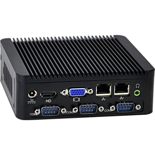 Qotom Mini PC Baytrail j1800 j1900 ,4 COM Industrial micro pc 2 ethernet x86 Fanless Desktop Industrial Mini Computer