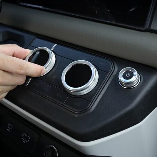 For Land Rover Defender 110 130 2020 2021 Aluminum Alloy Volume and Air Conditioning Knobs Trim Ring Car Accessories