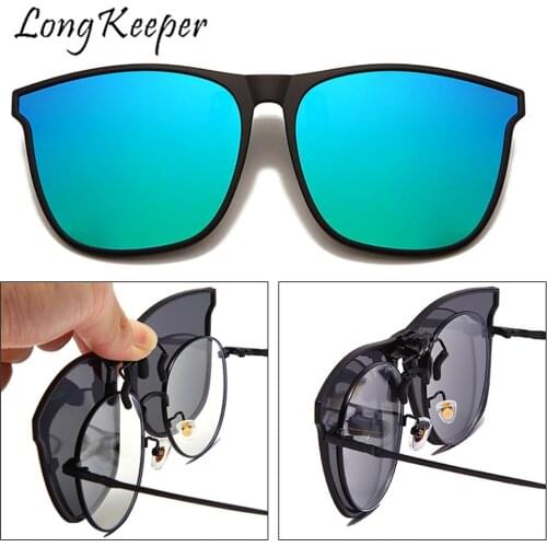Polarized Clip On Sunglasses Men Photochromic Car Driver Goggles Night Vision Glasses Anti Glare Vintage Square Glasses Oculos